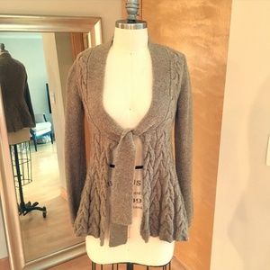 Anthropologie Flared Cable Knit Wool Sweater